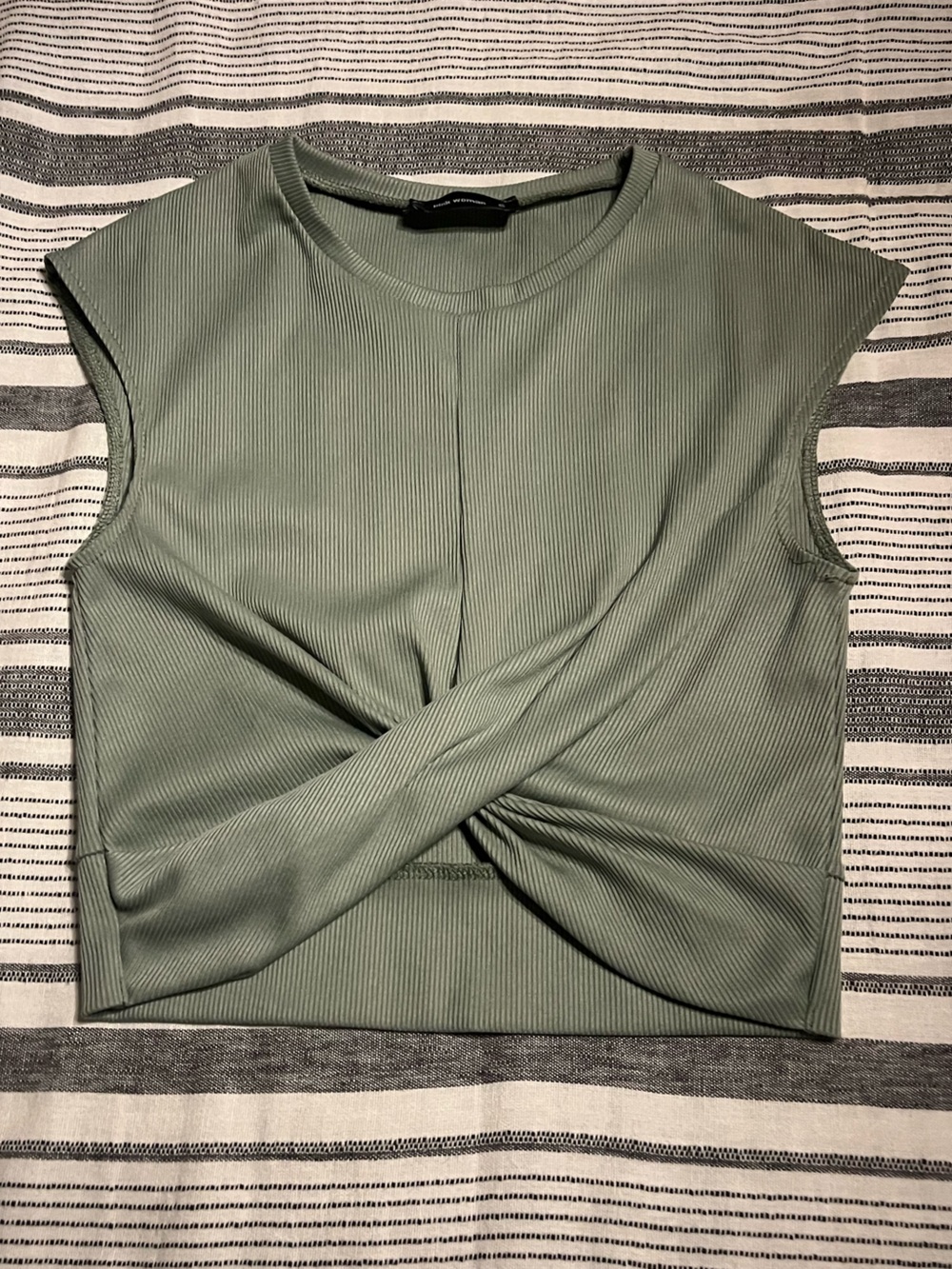 Sleeveless Twist-Front Tank Top in Sage Green